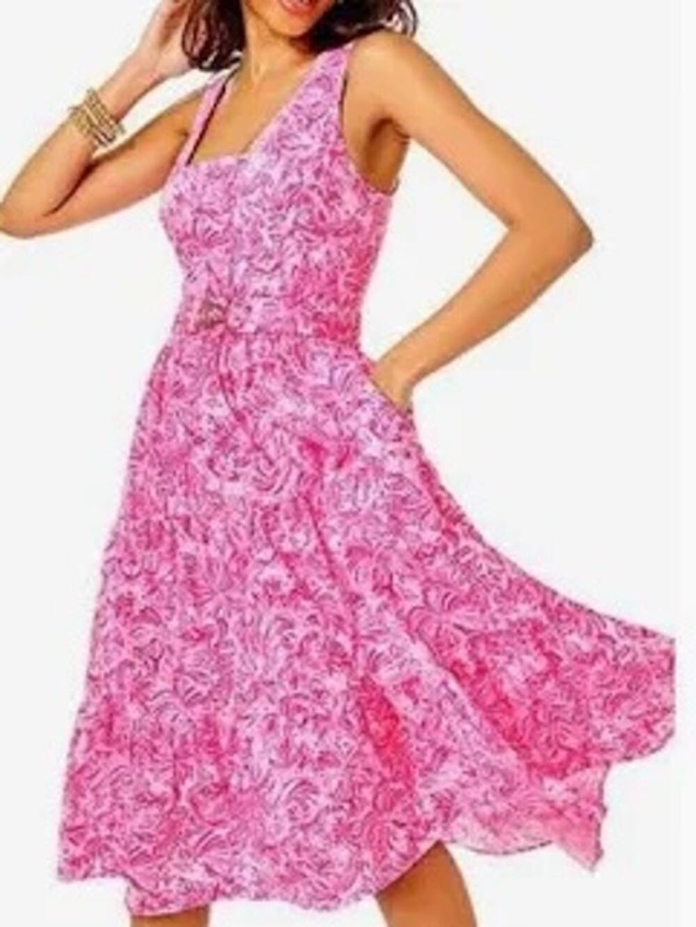 NEW NWT Lilly Pulitzer McKinnon Midi Dress 12 Pink Blossom Foxy Llama Fit Flare